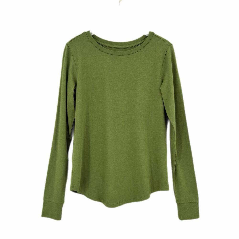 Universal Standard NEW Green Long Sleeve Tee Rex Crew Casual Basic Soft T-shirt - Picture 6 of 13